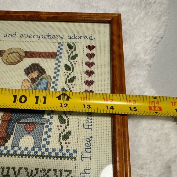 VTG Crosstitch Art Jeremiah Junction Table Blessings Professionally Framed 80’s - Picture 9 of 12
